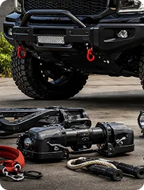 Black Car and car parts on the floor