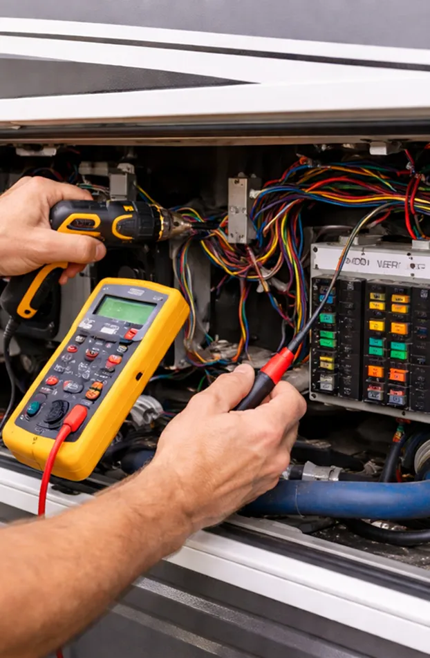 A guy fixing electrical hardware