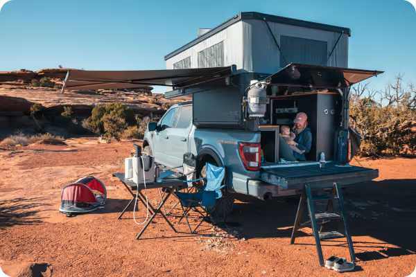 RV being lifted to make maintenance photo